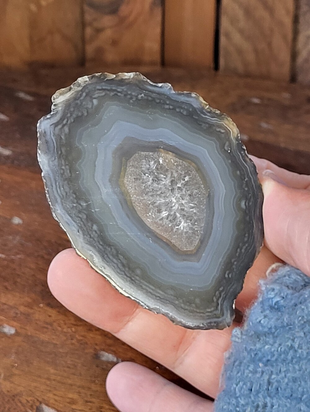 Polished Gray Agate Slice Decorative Accent - Picture 8 of 8